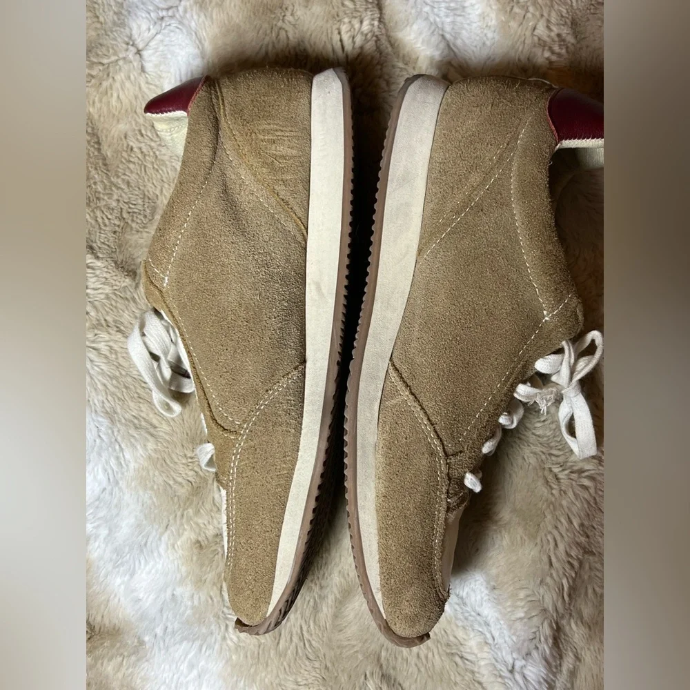 Birdies Suede Sneakers Tan Cream Burgundy Lace Up Comfort Casual Shoes, size 10 - Picture 6 of 10